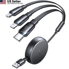 LISEN Multi Charging Cable, 3 in 1 Retractable Black picture