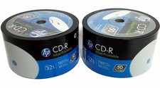 100 HP CD-R CDR  White Inkjet Hub Printable Disc 700MB 80 Min Blank 2X50pk picture