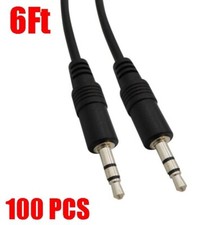 100 Pack 6Ft 3.5mm Stereo Audio Cable Male - Male M/M Headphone Aux MP3 1/8