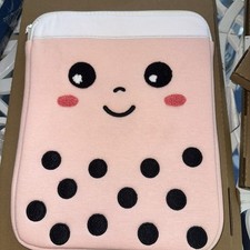 Padded Pouch Case Cover 9-11 Inch Tablets Books Soft Plush Zippered Cute Smile picture