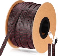 Expandable Braided Sleeving PET Wire Loom 1.5in 50ft TV Computer Cable Use picture