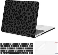 MacBook Pro 13 inch Case M2 M1 2026-2016, Black Plastic Leopard Grain Hard Case picture