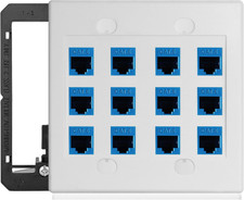 12 Port Ethernet Wall Plate Cat6 Jack RJ45 Keystone Cables Inline Coupler Wires picture