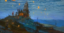 Landscape ismail inceoglu candles lantern castle Custom Gaming Mat Desk picture