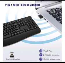 Amazon CK211 Wireless Ergonomic Keyboard w/ USB Receiver Palm Rest, Black picture