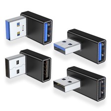 90 Degree USB 3.0 Adapter 4 Pack, Up&Down, Left&Right Angle, Black USB A Male to picture