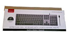 Macally Premium Wired USB C Ultra Slim Keyboard w USB Ports Gray UCZKEYHUBACSG picture