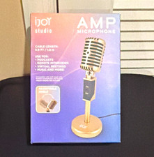 iJoy AMP Microphone Freestanding Desktop Stand Gold Cardioid 3.5mm TRS picture
