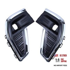 Front Driver and Passenger Side Fog Light Cover Bezel with Chrome Molding for picture