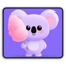 Cute Koala with Cotton Candy Gaming Mouse Pad | Kawaii Purple picture
