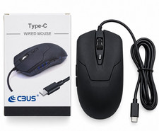 CBUS Type C Wired Mouse Black 6 Button 2400 DPI Optical Blue Led  PC Android Mac picture