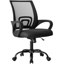 Office Desk Chair Ergonomic Mid Back Lumbar Support Height Adjustable Black picture