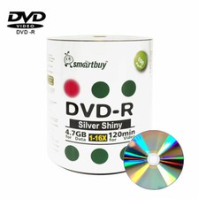 100 Smartbuy 16X DVD-R 4.7GB Shiny Silver Non Printable Blank Recording Disc picture