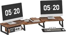 HOOBRO Dual Monitor Stand Riser, Computer Monitor Stand for PC,Rustic Brown picture
