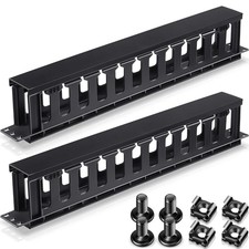 4 Pcs 1U Rack Cable Management Sleeves Horizontal Mount Cable 12 Slot Managem... picture