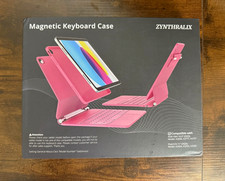 ZYNTHRALIX Magnetic Bluetooth Keyboard Folio iPad 10th Gen Pink Pencil Holder picture