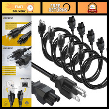 5-Pack 3 Prong Power Cord - 6ft AC Cable for TV, Monitors, Chargers, Computers picture