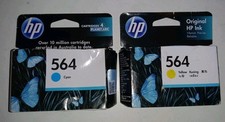 2 X GENUINE Original HP 564  BLACK & YELLOW Ink Cartridges Toner Both OOD SEP 23 picture
