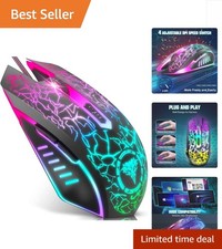 Wired RGB Backlit Gaming Mouse with 6 Programmable Buttons & Ambidextrous Design picture
