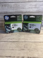 New Lot Of 2 Genuine HP 920XL High Yield Black Ink CD975AN Exp Sep 2022 Sealed picture