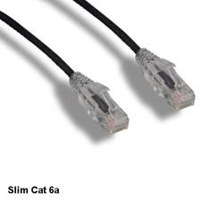 KNTK Black 15ft Slim Cat6a UTP Patch Cable 28AWG Ethernet RJ45 Network Snagless picture