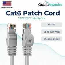 CAT6 Ethernet LAN Network RJ45 Patch Cable 1.5FT-20FT Multipack LOT, Gray picture