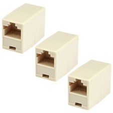 3 Pcs CAT6 CAT5e RJ45 Network LAN Ethernet Coupler Cable Joiner Connector Beige picture