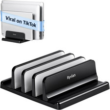 Ryvlan Vertical Laptop Stand for Desk, 3 Slot Multiple Tablet & Ipad Holder picture