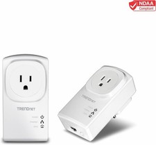 2x TRENDnet TPL-407E2K Powerline Pass-Through Adapters - 500Mbps Ethernet White picture