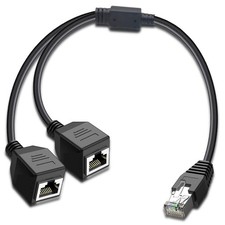 Ethernet Splitter 1 to 2, RJ45 Internet LAN Network Splitter Adapter 1 Male t... picture