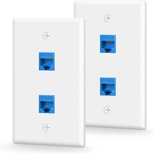 2-Port Ethernet Wall Plate UL Listed Blue 2-Pack picture