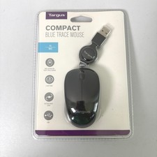 Targus Compact Blue Trace Mouse PC Mac Black Retractable USB Cord AMU625 picture