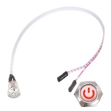 Chassis Metal Button 12mm Power Symbol Red LED Power Button 30cm Wire Silver picture