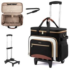 LOVEVOOK Rolling Teacher Bag, Laptop Tote with 17.3 inch, Black-beige-brown picture