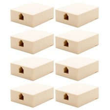 8 Pcs 1-Port RJ11 6P4C Jack Telephone Phone Line Wall Surface Mount Box Ivory picture
