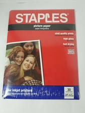 Staples High Gloss Picture Paper 30 Sheets - New/Sealed for Inkjet Printers picture