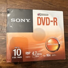 Sony DVD-R 120 Minute 4.7GB 1X-16X Blank Discs Brand New & Sealed 1 Pack Of 10 picture