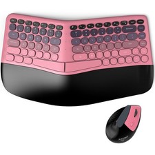 MOFii BOMI Wireless Ergonomic Keyboard & Mouse Set English QWERTY Black/Pink picture