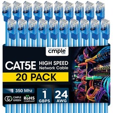 20PCS Cat5e Network Cable 1.5-15ft Ethernet LAN Cord for Gaming & Streaming Blue picture