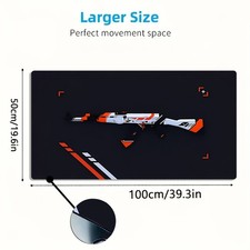 1pc Large Gaming Mouse Pad with Futuristic Gun Design - Black & Orange/White T picture