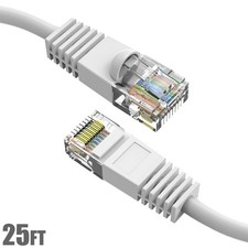 25Ft Cat5E RJ45 UTP Network LAN Ethernet Modem Molded Snagless Patch Cable White picture