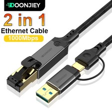2-in-1 USB-C/USB-A to Ethernet Cable 1000Mbps Gigabit LAN Network Adapter picture