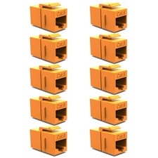 10x Cat6 RJ45 Keystone Jack Network Ethernet Coupler Cable Joiner Snap In Orange picture