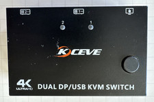 KCEVE 4K Dual DisplayPort KVM Switch Dual Monitor w/ Cables & Remote Button picture