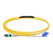 15M MPO/MTP-8 APC Female to 4x LC UPC Duplex OS2 Single Mode Harness Cable -489 picture