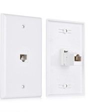 2-Pack 1-Port Ethernet Wall Plate Cat6 with White Keystone picture