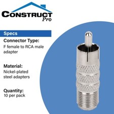 Construct Pro F Female to RCA Male Adaptors (10 Pack) picture