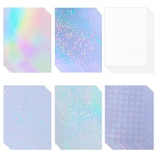 36 Sheets Holographic Sticker Paper Clear Laminating Sheets Adhesive 36 mixed picture