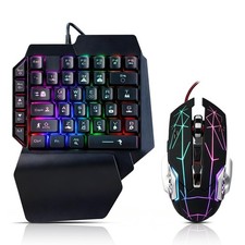 Wired One Handed Gaming Keyboard Mouse Combo LED Backlit 39 Keys Portable picture