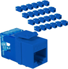 Cat5E RJ45 Keystone Jack, Slim Profile 180° Punch Down, Blue, 25-Pack picture